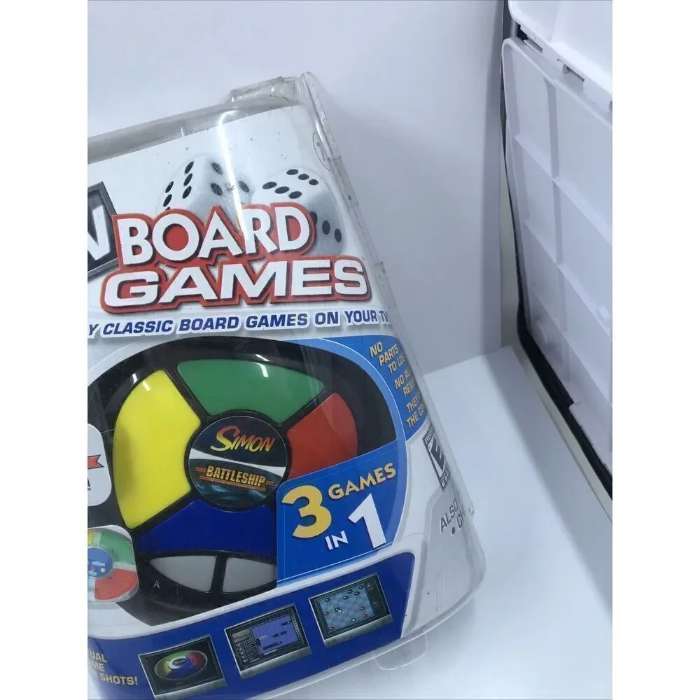 TV Board Games 3 in 1 Plug & Play Battleship, Simon & Checkers. Sealed